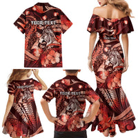 Personalised Maori Romantic Valentine Family Matching Mermaid Dress and Hawaiian Shirt The Hongi Kiss Red Galaxy DT05 - Polynesian Pride