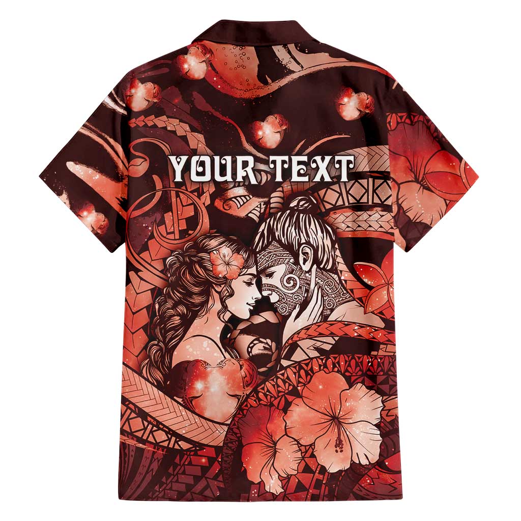 Personalised Maori Romantic Valentine Family Matching Mermaid Dress and Hawaiian Shirt The Hongi Kiss Red Galaxy DT05 - Polynesian Pride