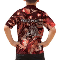 Personalised Maori Romantic Valentine Family Matching Tank Maxi Dress and Hawaiian Shirt The Hongi Kiss Red Galaxy DT05 - Polynesian Pride
