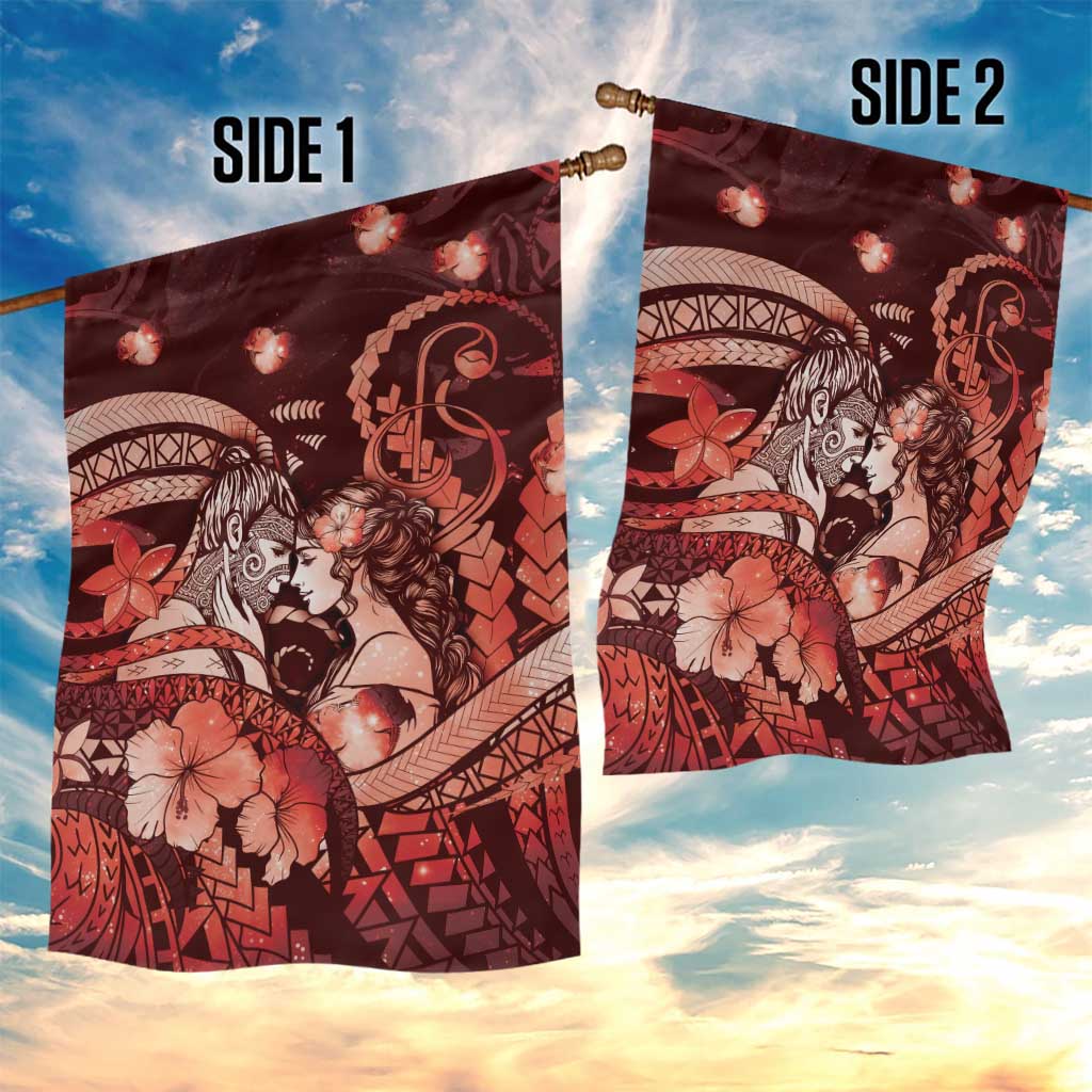Maori Romantic Valentine Garden Flag The Hongi Kiss Red Galaxy