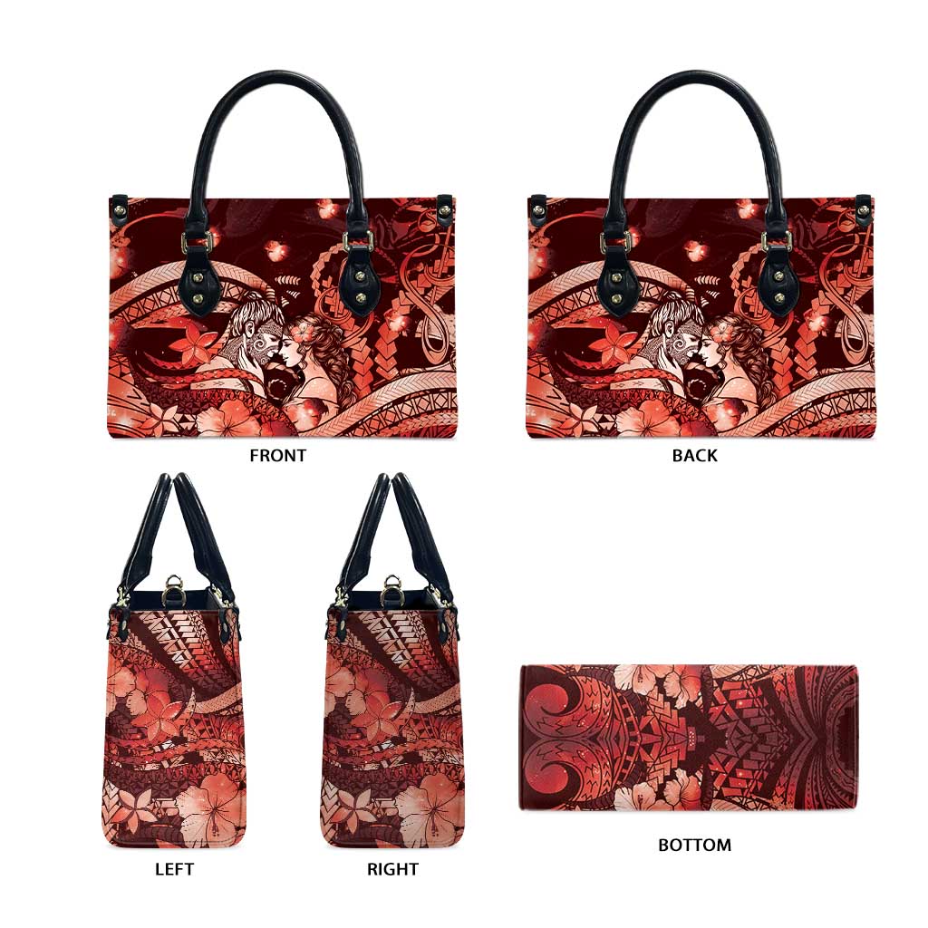 Maori Romantic Valentine Leather Bag The Hongi Kiss Red Galaxy