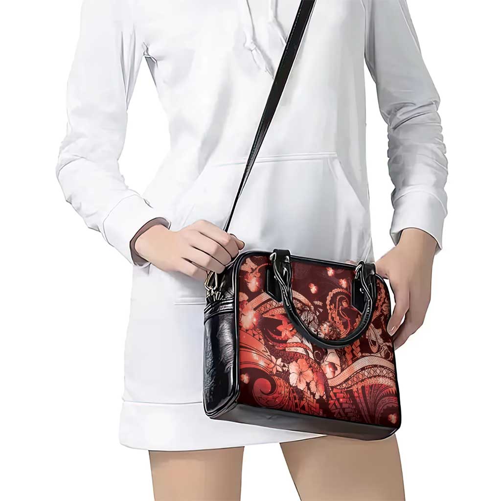 Maori Romantic Valentine Shoulder Handbag The Hongi Kiss Red Galaxy
