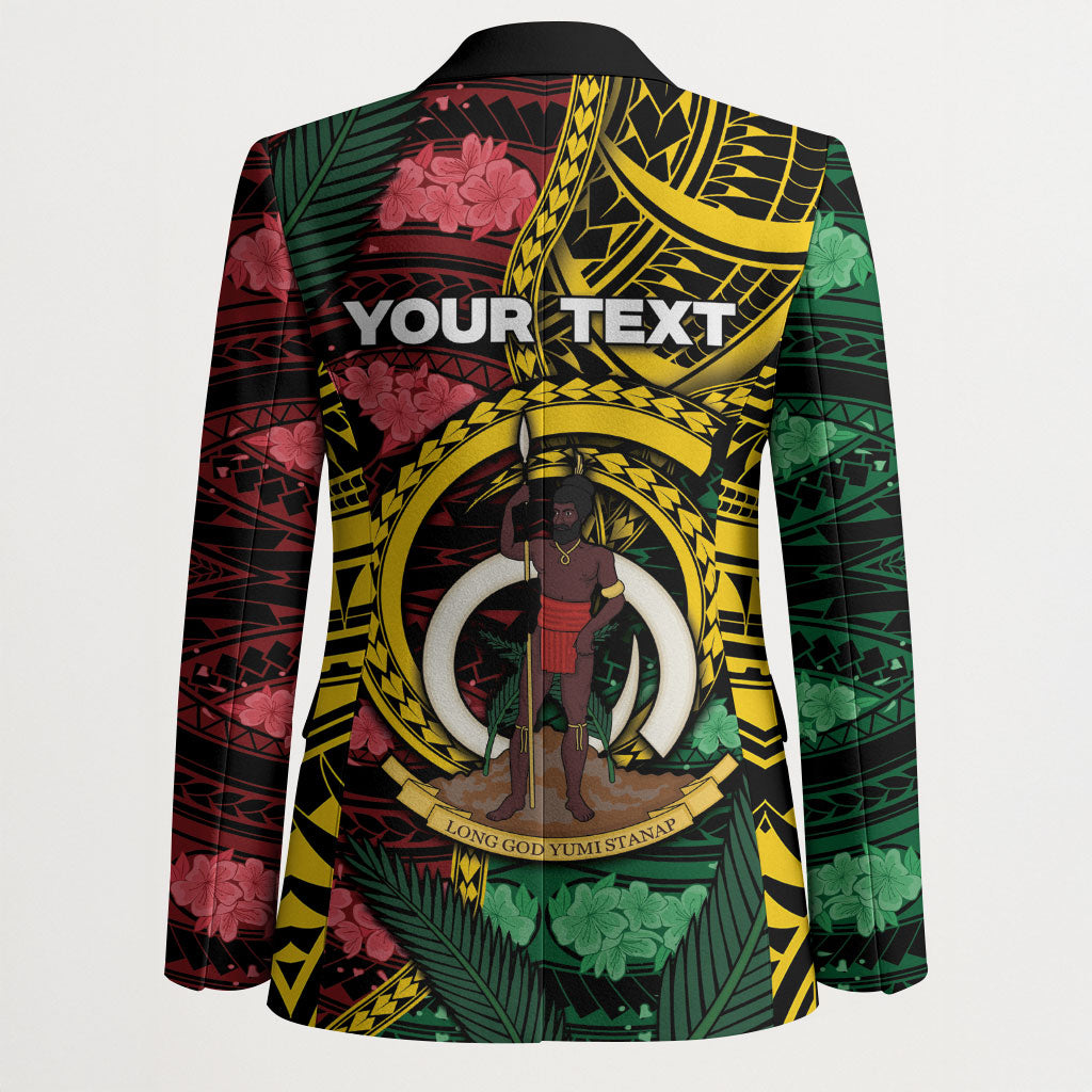 Personalised Vanuatu Independence Day Blazer Boar Tusk Warrior Tribal Floral Patterns