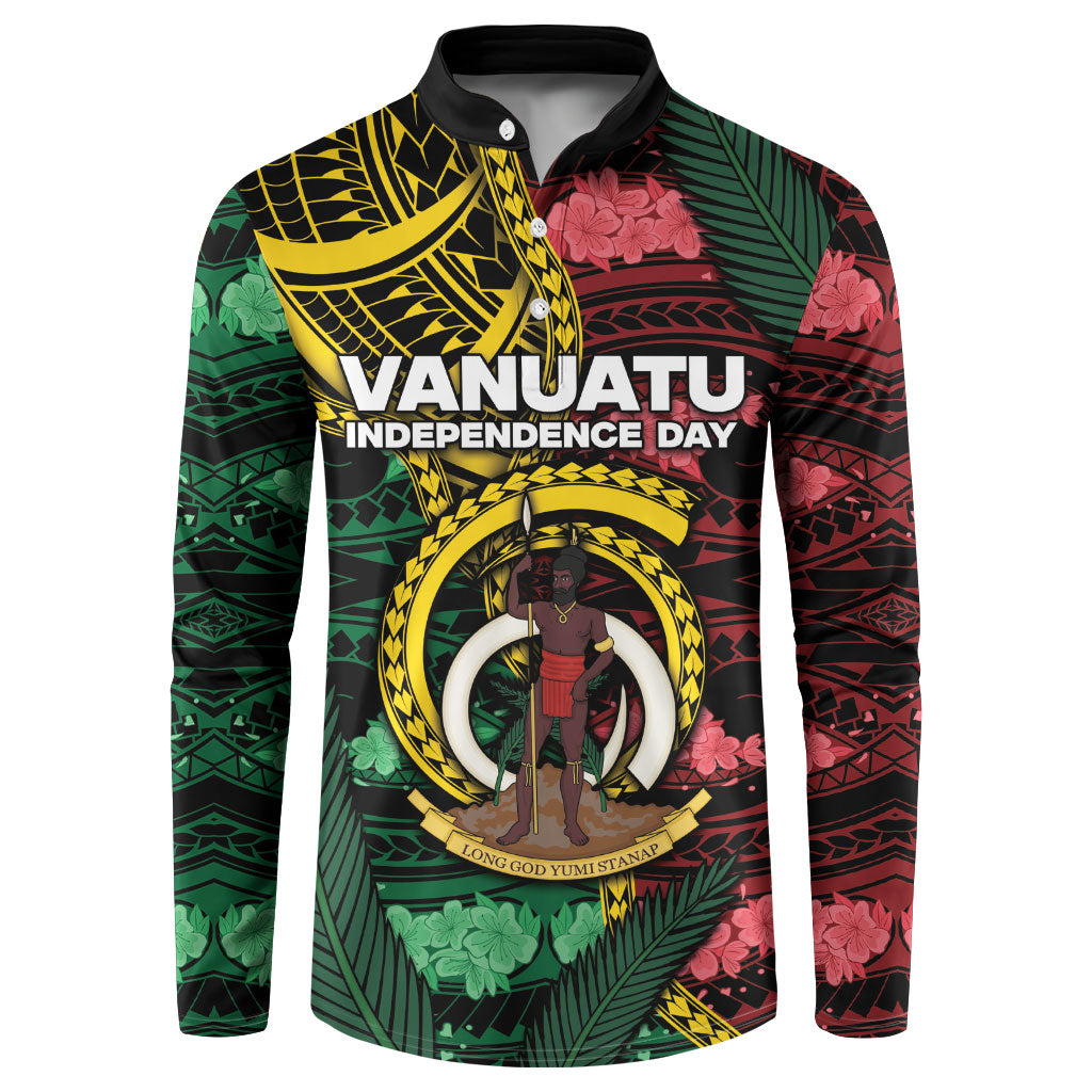 Personalised Vanuatu Independence Day Button Sweatshirt Boar Tusk Warrior Tribal Floral Patterns DT05 Multicolor - Polynesian Pride
