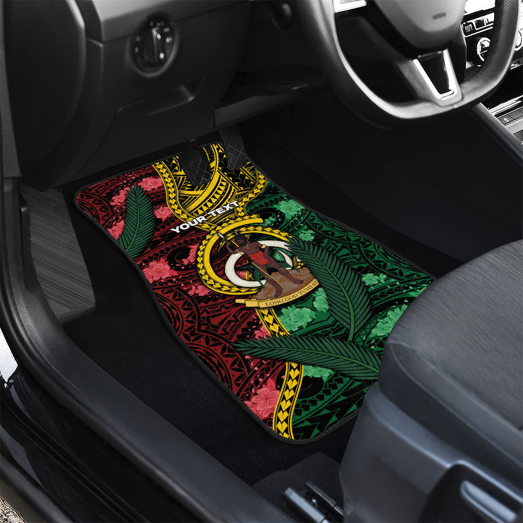 Personalised Vanuatu Independence Day Car Mats Boar Tusk Warrior Tribal Floral Patterns