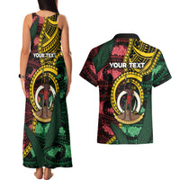 Personalised Vanuatu Independence Day Couples Matching Tank Maxi Dress and Hawaiian Shirt Boar Tusk Warrior Tribal Floral Patterns