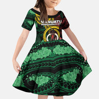 Personalised Vanuatu Independence Day Family Matching Long Sleeve Bodycon Dress and Hawaiian Shirt Boar Tusk Warrior Tribal Floral Patterns