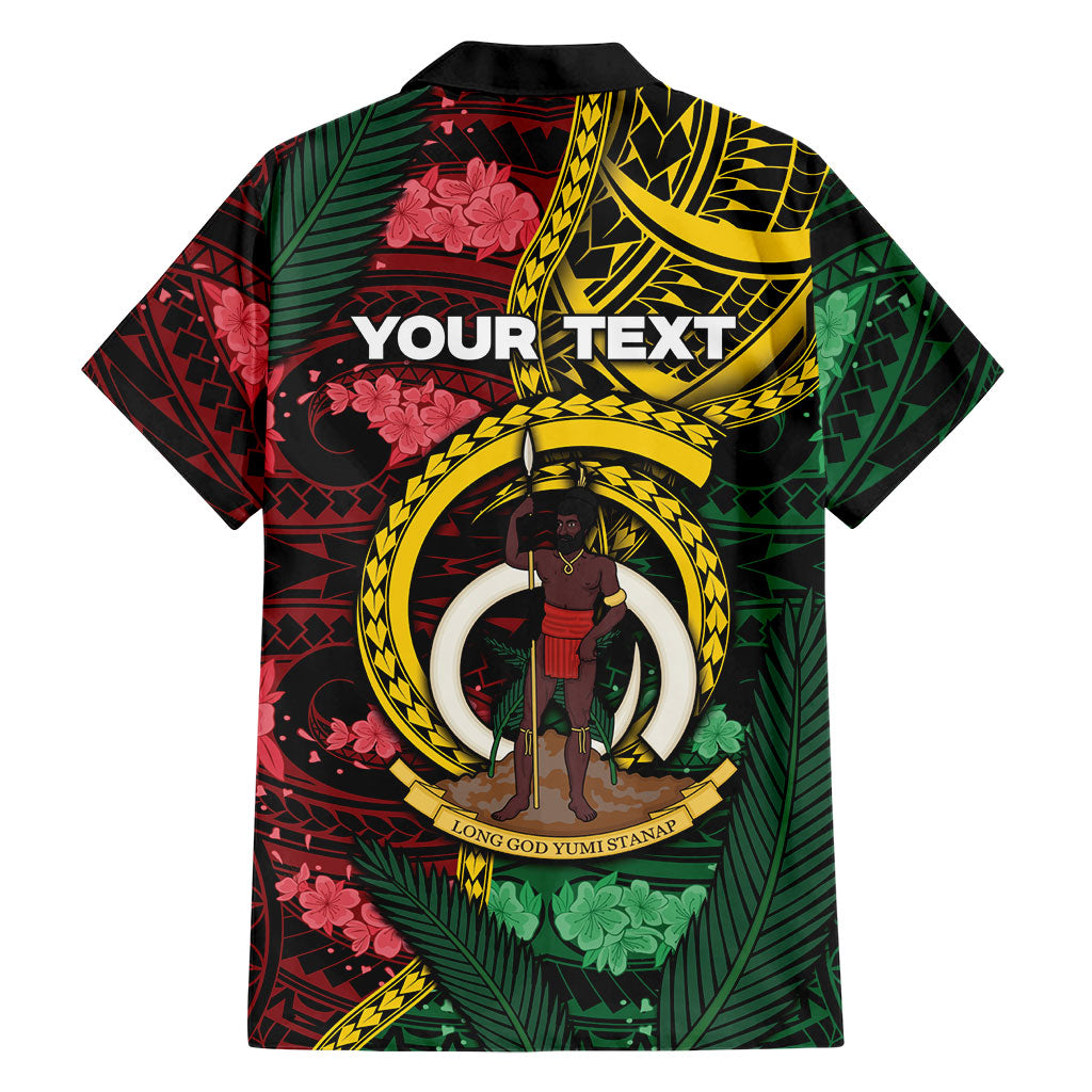 Personalised Vanuatu Independence Day Family Matching Short Sleeve Bodycon Dress and Hawaiian Shirt Boar Tusk Warrior Tribal Floral Patterns