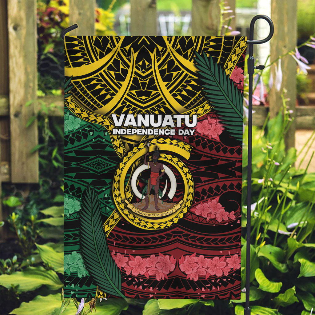 Vanuatu Independence Day Garden Flag Boar Tusk Warrior Tribal Floral Patterns