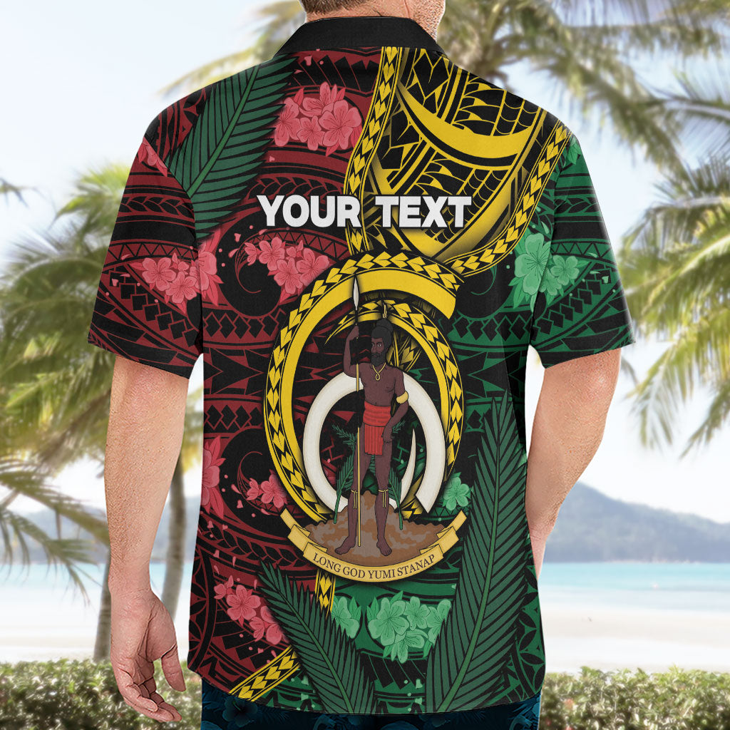 Personalised Vanuatu Independence Day Hawaiian Shirt Boar Tusk Warrior Tribal Floral Patterns
