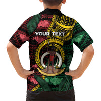 Personalised Vanuatu Independence Day Hawaiian Shirt Boar Tusk Warrior Tribal Floral Patterns