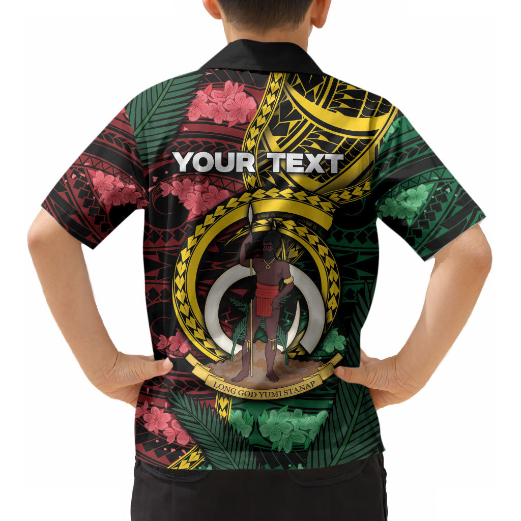Personalised Vanuatu Independence Day Kid Hawaiian Shirt Boar Tusk Warrior Tribal Floral Patterns DT05 - Polynesian Pride
