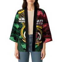Personalised Vanuatu Independence Day Kimono Boar Tusk Warrior Tribal Floral Patterns