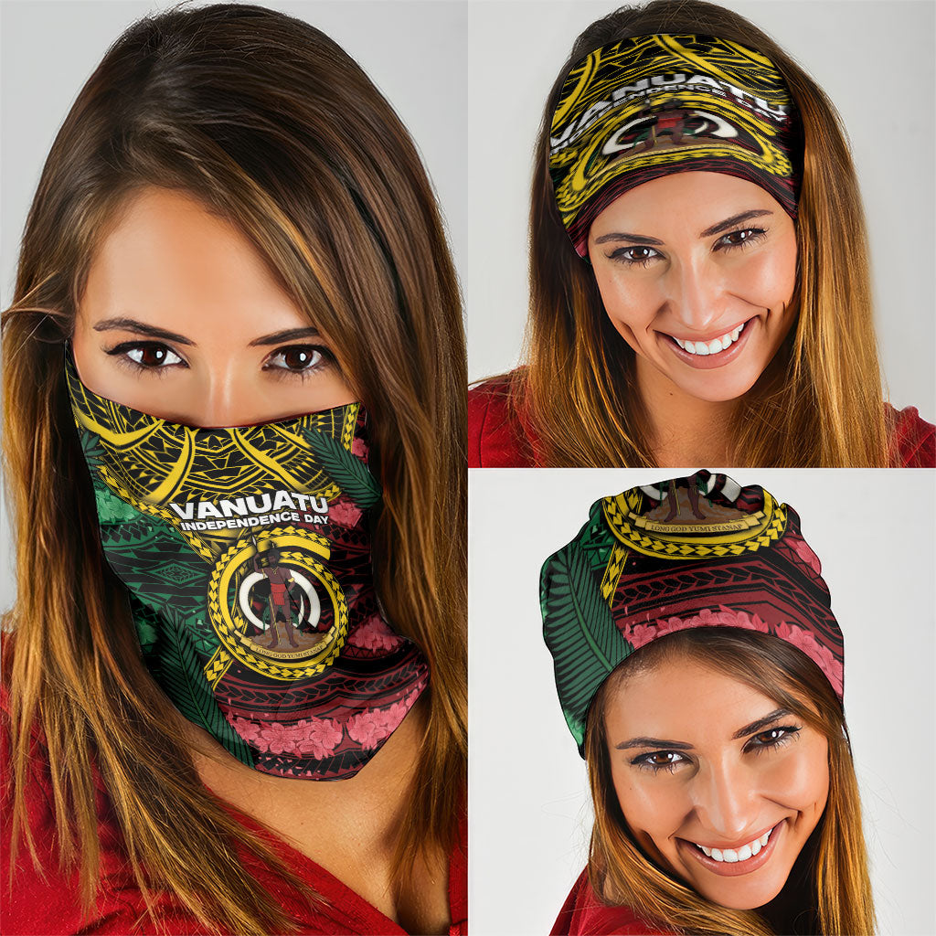 Vanuatu Independence Day Neck Gaiter Boar Tusk Warrior Tribal Floral Patterns