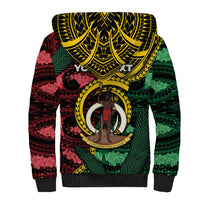 Personalised Vanuatu Independence Day Sherpa Hoodie Boar Tusk Warrior Tribal Floral Patterns