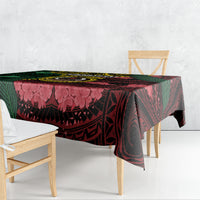 Vanuatu Independence Day Tablecloth Boar Tusk Warrior Tribal Floral Patterns