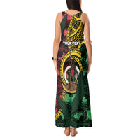Personalised Vanuatu Independence Day Tank Maxi Dress Boar Tusk Warrior Tribal Floral Patterns
