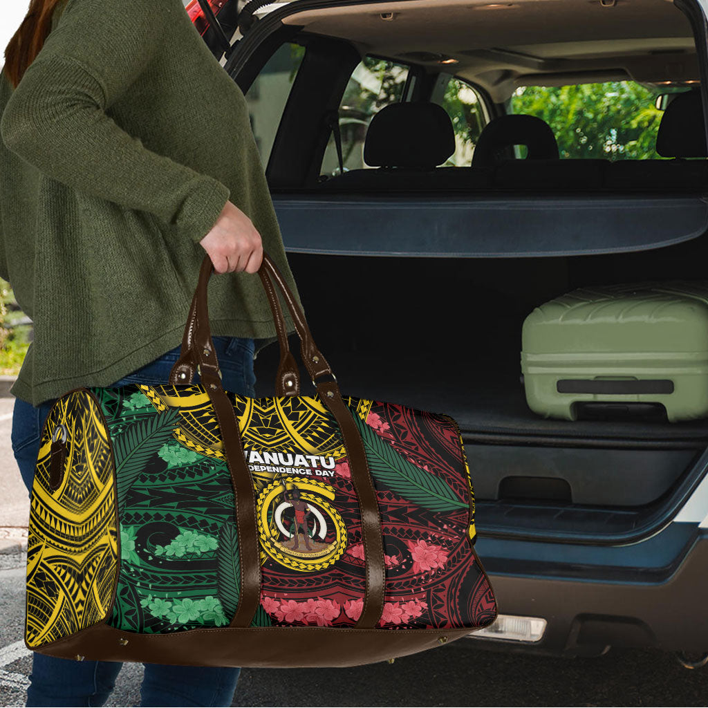 Vanuatu Independence Day Travel Bag Boar Tusk Warrior Tribal Floral Patterns