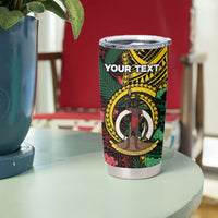 Personalised Vanuatu Independence Day Tumbler Cup Boar Tusk Warrior Tribal Floral Patterns