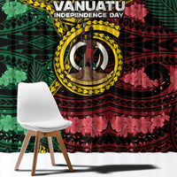 Vanuatu Independence Day Window Curtain Boar Tusk Warrior Tribal Floral Patterns