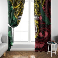Vanuatu Independence Day Window Curtain Boar Tusk Warrior Tribal Floral Patterns
