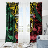 Vanuatu Independence Day Window Curtain Boar Tusk Warrior Tribal Floral Patterns