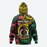Personalised Vanuatu Independence Day Zip Hoodie Boar Tusk Warrior Tribal Floral Patterns