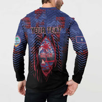 Personalised Guam Button Sweatshirt Chamorro Seal Tribal Scratch Design - Polynesian Pride