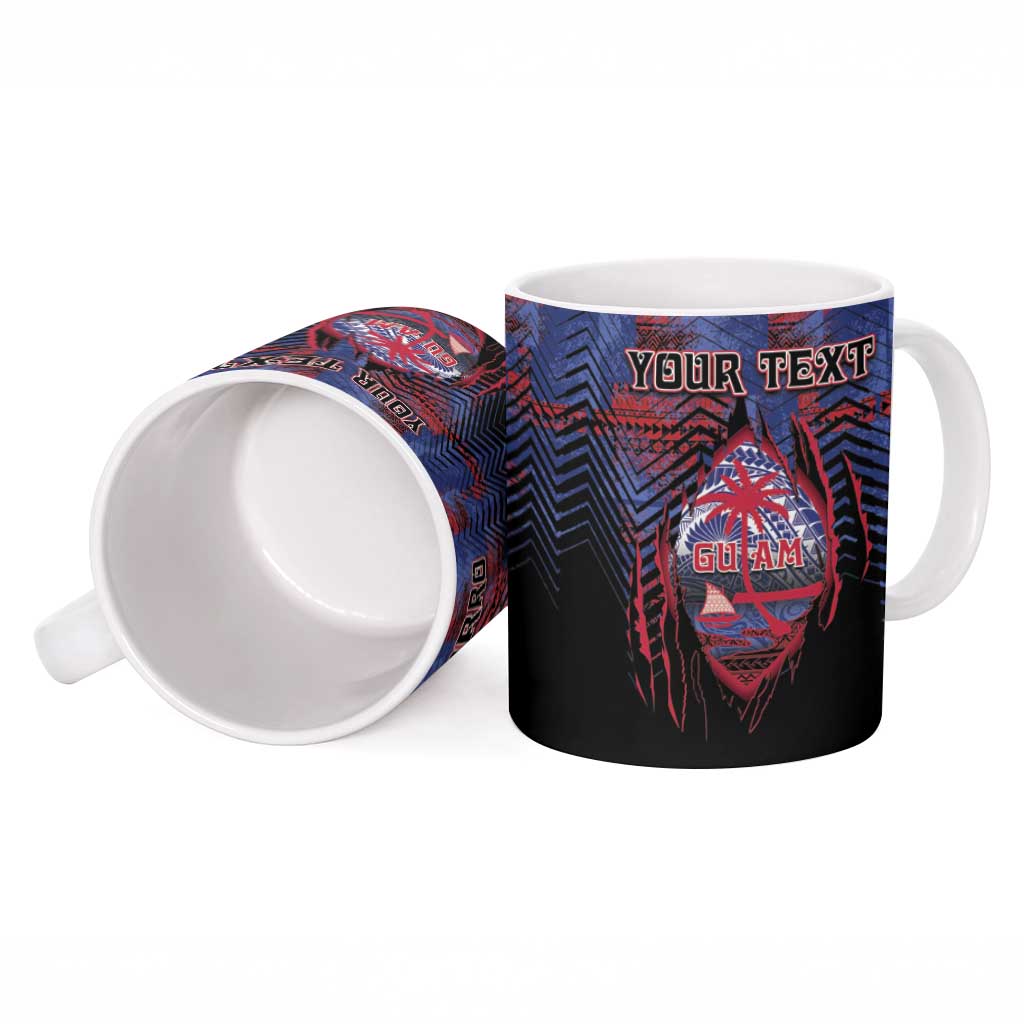 Personalised Guam Ceramic Mug Chamorro Seal Tribal Scratch Design - Polynesian Pride