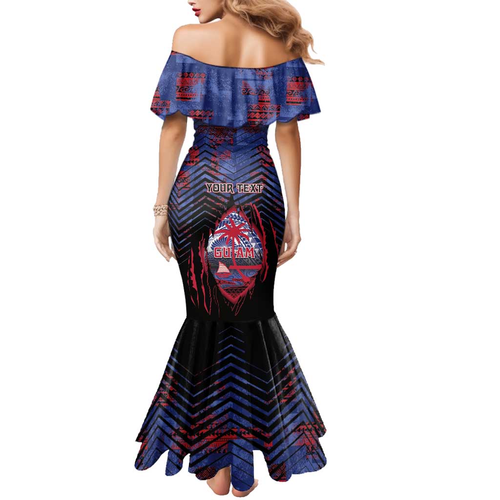 Personalised Guam Family Matching Mermaid Dress and Hawaiian Shirt Chamorro Seal Tribal Scratch Design - Polynesian Pride