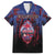 Personalised Guam Family Matching Off The Shoulder Long Sleeve Dress and Hawaiian Shirt Chamorro Seal Tribal Scratch Design - Polynesian Pride