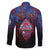 Personalised Guam Family Matching Off The Shoulder Long Sleeve Dress and Hawaiian Shirt Chamorro Seal Tribal Scratch Design - Polynesian Pride