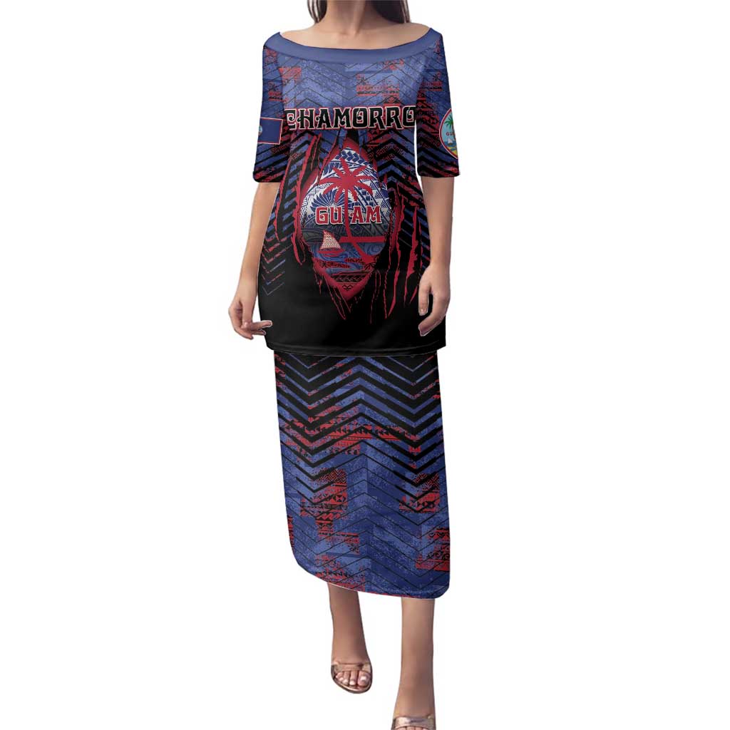 Personalised Guam Family Matching Puletasi and Hawaiian Shirt Chamorro Seal Tribal Scratch Design - Polynesian Pride