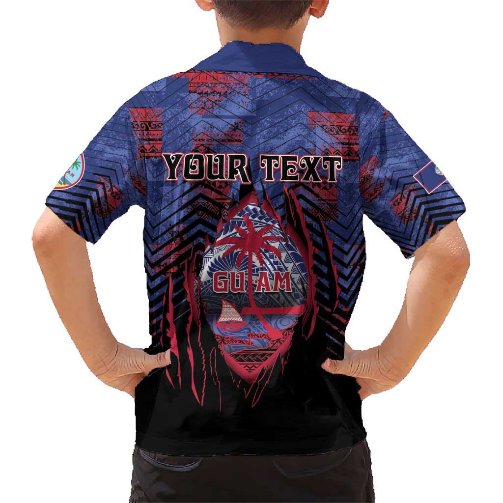 Personalised Guam Family Matching Short Sleeve Bodycon Dress and Hawaiian Shirt Chamorro Seal Tribal Scratch Design DT05 - Polynesian Pride