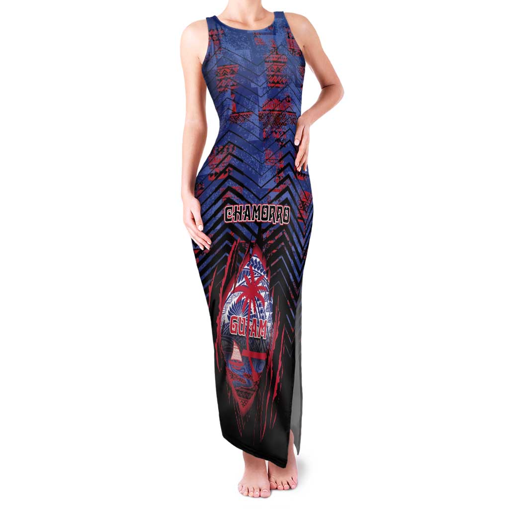 Personalised Guam Family Matching Tank Maxi Dress and Hawaiian Shirt Chamorro Seal Tribal Scratch Design - Polynesian Pride