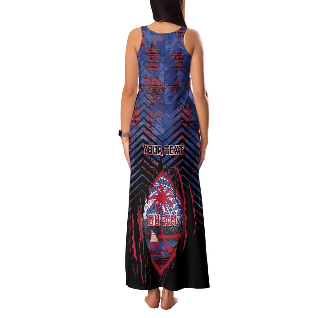 Personalised Guam Family Matching Tank Maxi Dress and Hawaiian Shirt Chamorro Seal Tribal Scratch Design - Polynesian Pride