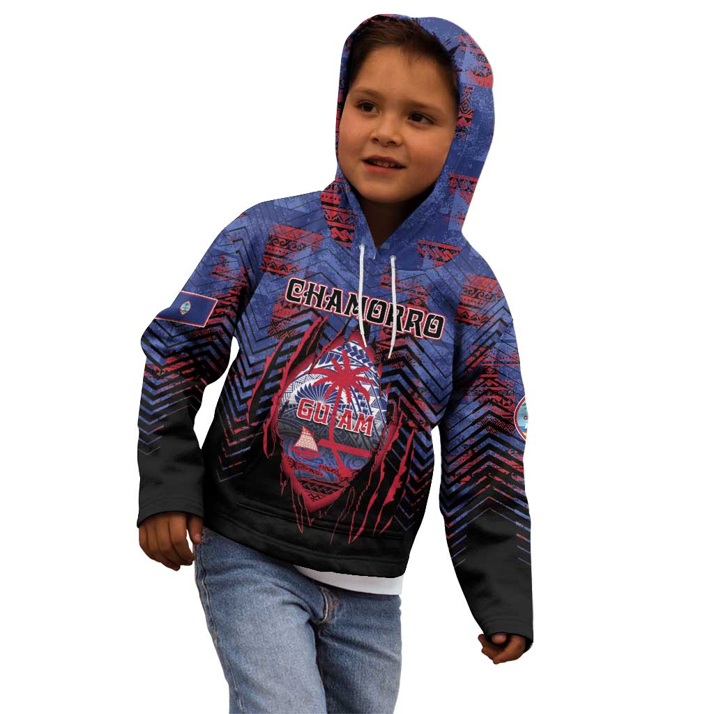 Personalised Guam Kid Hoodie Chamorro Seal Tribal Scratch Design - Polynesian Pride