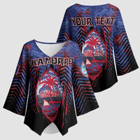 Personalised Guam Kimono Sleeve Blouse Chamorro Seal Tribal Scratch Design - Polynesian Pride