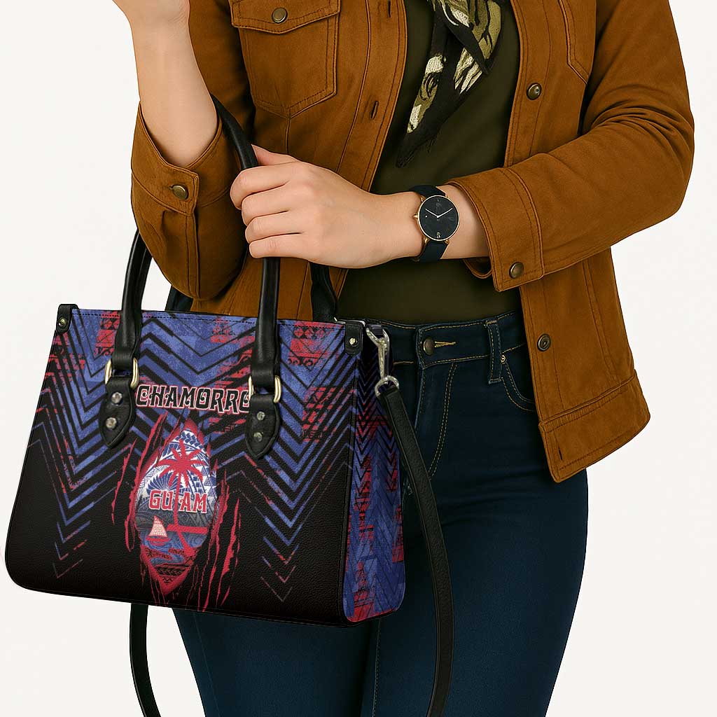 Guam Leather Bag Chamorro Seal Tribal Scratch Design - Polynesian Pride