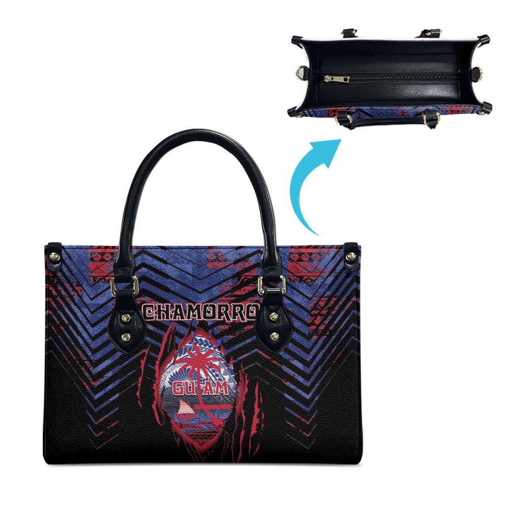 Guam Leather Bag Chamorro Seal Tribal Scratch Design - Polynesian Pride