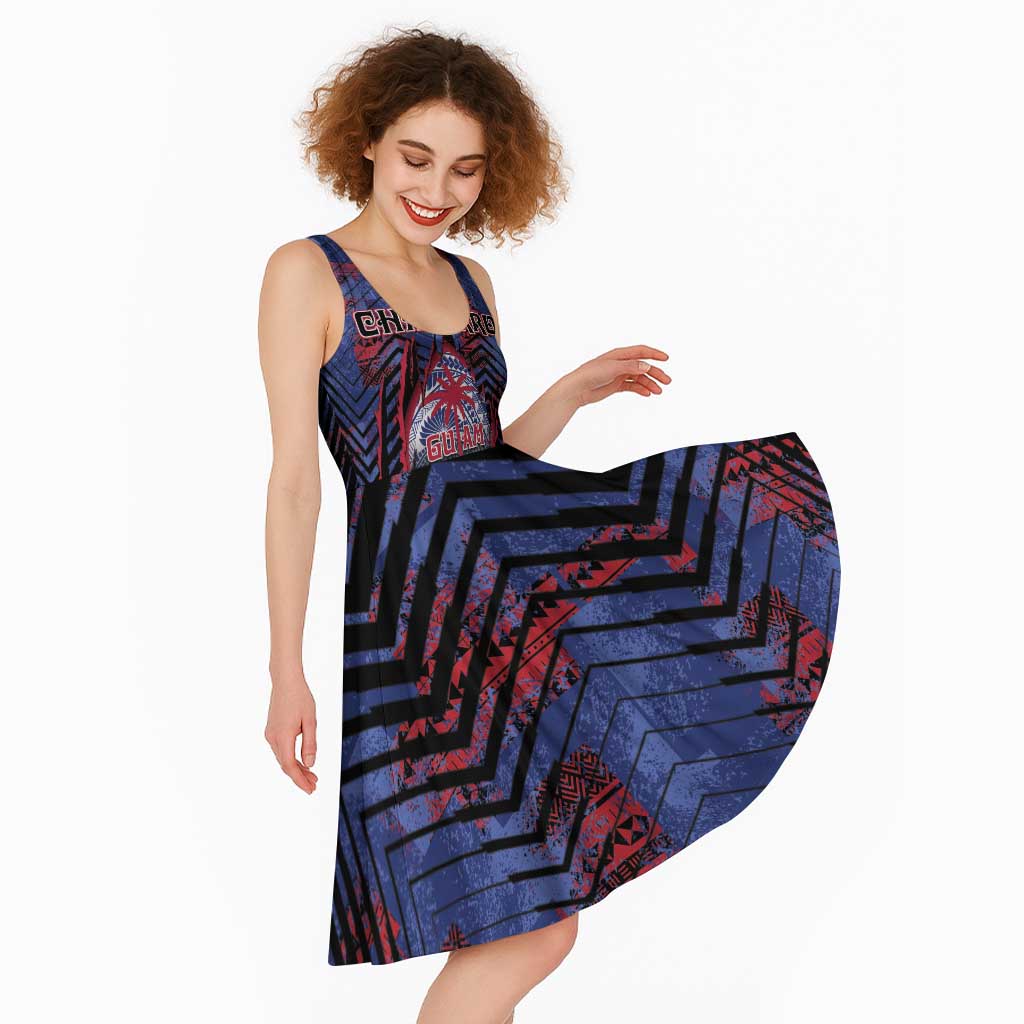 Personalised Guam Midi Dress Chamorro Seal Tribal Scratch Design - Polynesian Pride