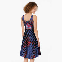 Personalised Guam Midi Dress Chamorro Seal Tribal Scratch Design - Polynesian Pride