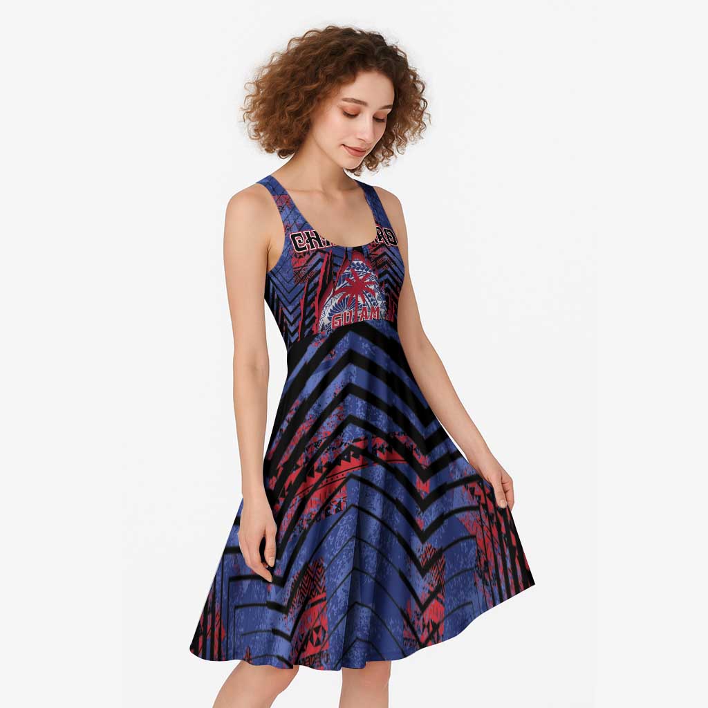 Personalised Guam Midi Dress Chamorro Seal Tribal Scratch Design - Polynesian Pride