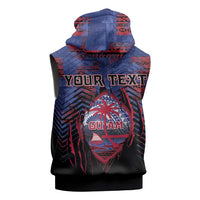 Personalised Guam Sleeveless Zip Hoodie Chamorro Seal Tribal Scratch Design - Polynesian Pride