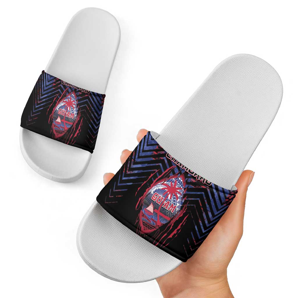 Guam Slide Sandals Chamorro Seal Tribal Scratch Design - Polynesian Pride