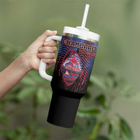 Personalised Guam Tumbler With Handle Chamorro Seal Tribal Scratch Design - Polynesian Pride