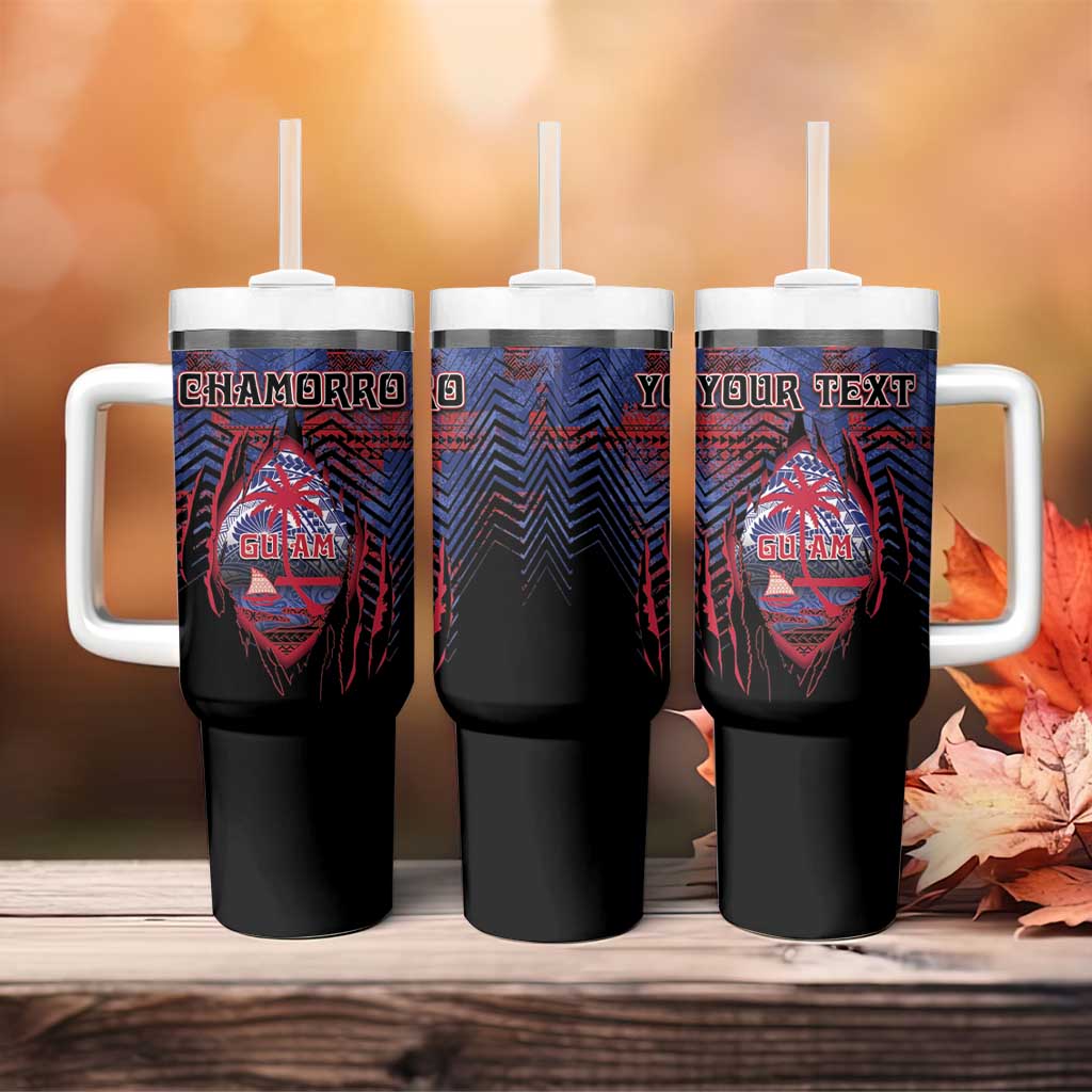 Personalised Guam Tumbler With Handle Chamorro Seal Tribal Scratch Design - Polynesian Pride