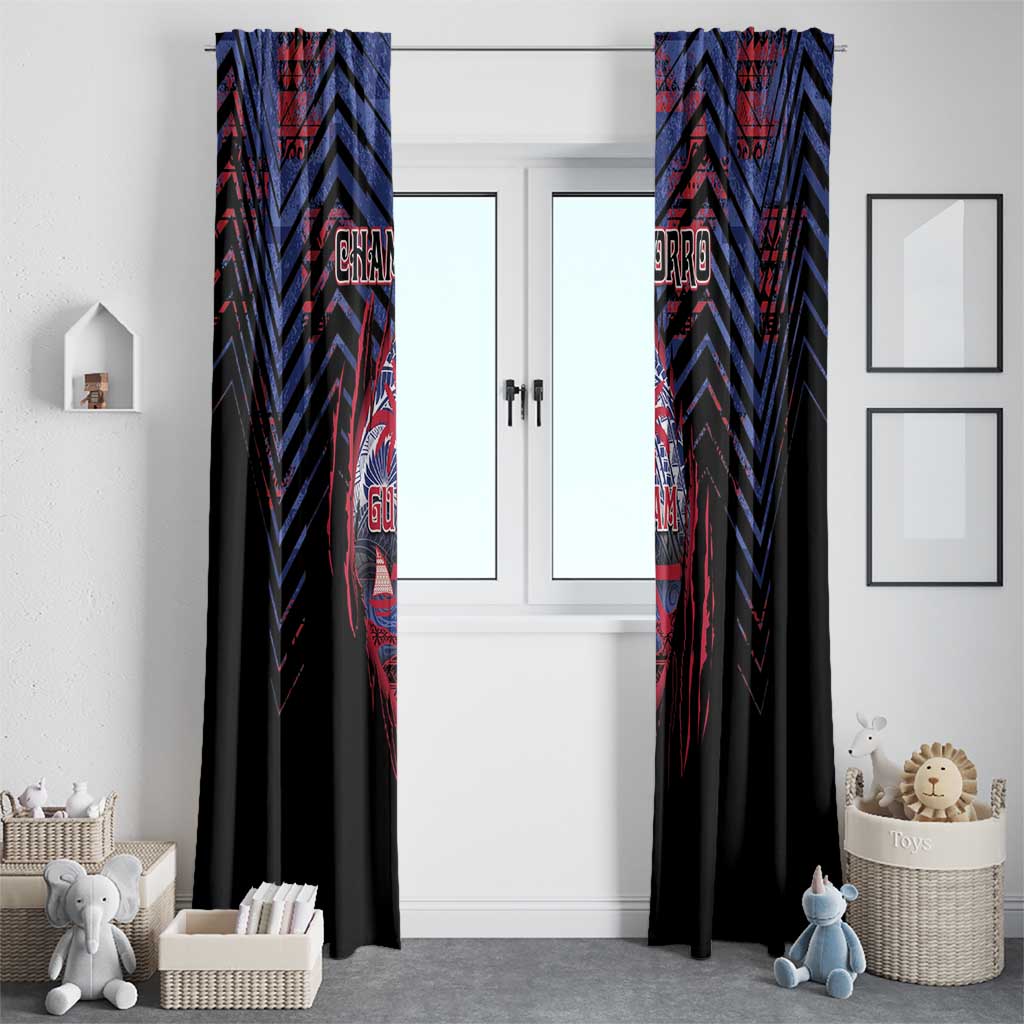 Guam Window Curtain Chamorro Seal Tribal Scratch Design - Polynesian Pride