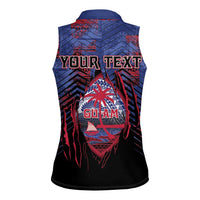 Personalised Guam Women Sleeveless Polo Shirt Chamorro Seal Tribal Scratch Design DT05 - Polynesian Pride