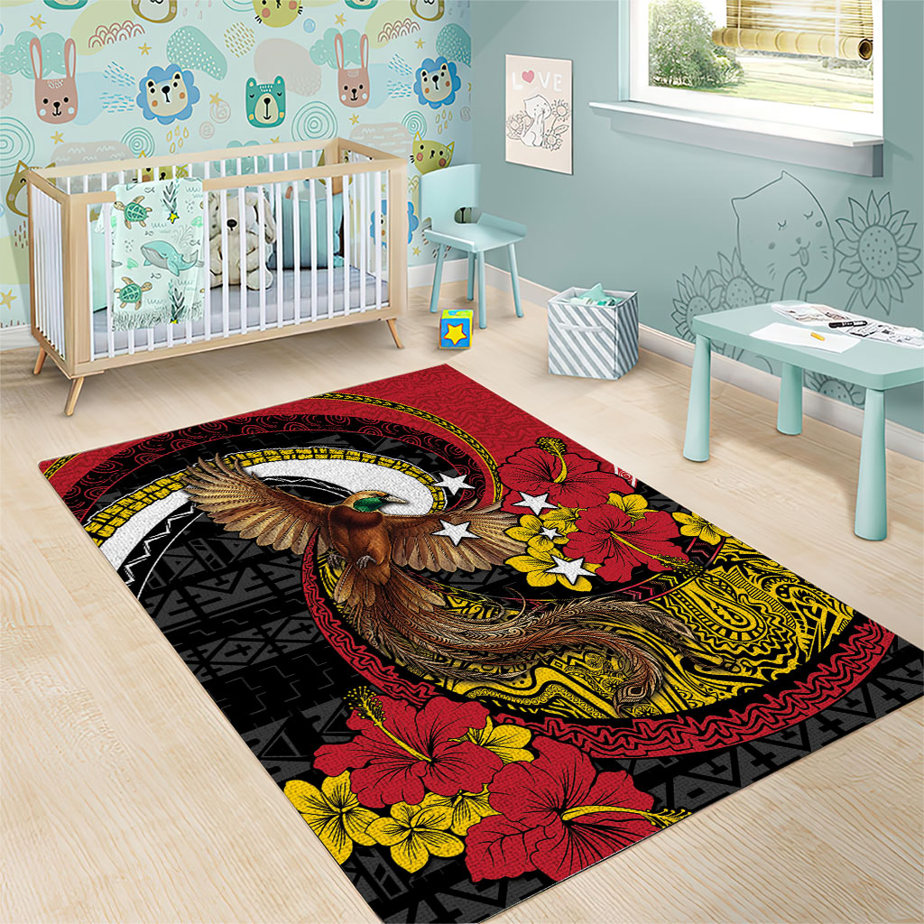 Papua New Guinea Language Week Area Rug Bird Of Paradise Tribal Floral Pattern DT05 - Polynesian Pride